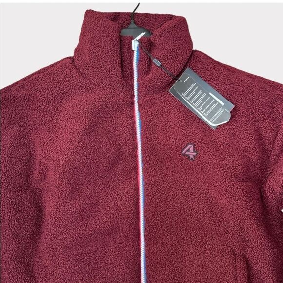 FOURLAPS Polar Quilted Sherpa Jacket Burgandy/Smoke - Picture 7 of 14
